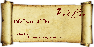 Pákai Ákos névjegykártya